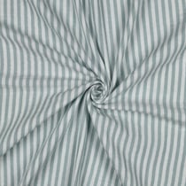Tissu Double gaze de Coton fil teint Rayures Sauge sur fond Blanc cassé