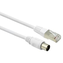 Force Power Câble TV Coaxial 9.52mm / Ethernet RJ45 CAT8 Mâle/Mâle 2m Blanc
