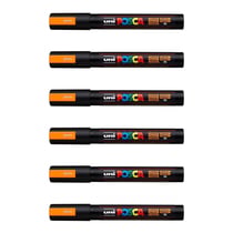 Lot de 6 marqueurs peinture pointe conique moyenne - POSCA - Orange Fluo