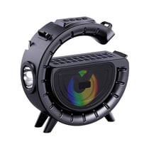 Enceinte Bluetooth Solaire Sans Fil Avec Lumières Atmosphère Et Radio FM Noir YONIS