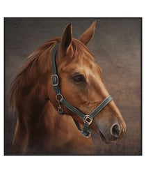Carré simili cuir 44 x 44 cm tête de cheval