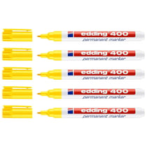 Lot de 5 marqueurs permanents pointe fine 1 mm - EDDING - Jaune - 400