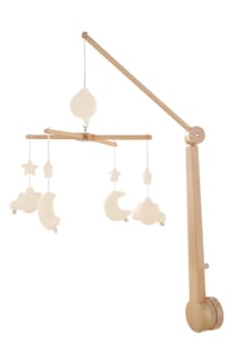 Mobile musical bébé en bois avec 4 jouets