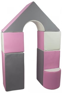 Petit Château - Lot de 11 blocs en mousse pour le jeu blanc,rose clair,gris