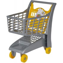 Chariot de supermarche gris et jaune - marchande - jeu d'imitation - supermarche, epicerie
