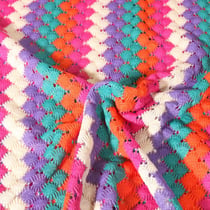 Tissu Crochet ajouré rayé Multicolore