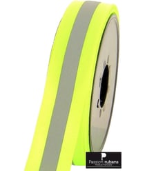 Ruban Gros Grain Réfléchissant Jaune 25 mm - Vendu par 50 cm 204 Jaune