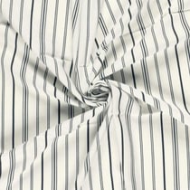Tissu Lin Viscose Louis fines rayures Noir sur fond Ecru