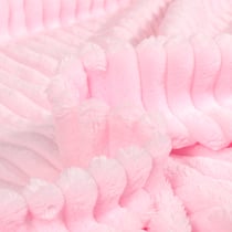 Tissu Doudou Ultra doux uni côtelé envers doudou Rose bébé - Au mètre