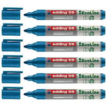 Lot de 6 marqueurs pour tableaux blancs - EDDING - Pointe ronde 1,5-3 mm - Bleu - Ecoline