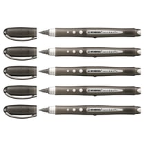 Lot de 5 Rollers STABILO WORKER+ Colorful Encre Liquide 100% Grip Tracé 0,5 mm noir
