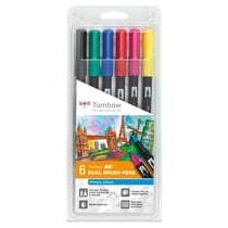 Lot de 6 feutres double pointe - TOMBOW - Couleurs primaires