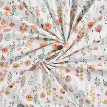 Tissus Jersey Coton imprimé Fleurs Louise sur fond Blanc cassé