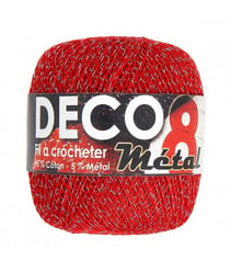 Coton à crocheter DECO 8M - Distrifil Rouge (ROUGE ARGENTE)