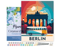 Peinture par Numéro Figured'Art avec Cadre - Affiche Vintage Berlin - Kit de Loisir Créatif DIY Numéro d'Art Complet - 40x50cm toile tendue sur châssis
