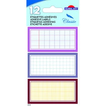 12 étiquettes adhésives scolaires - Quadrillé effet cahier - tons roses