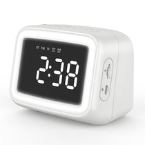 Mini Enceinte Bluetooth HD Avec Miroir LED Alarme Double Température Réelle Haut-Parleur Mains-Libres Blanc YONIS