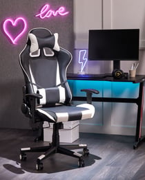 Siège de gaming Cuir PU Blanc GAMER - Beliani
