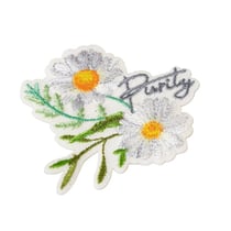 Lot de 3 écussons thermocollants fleurs purity 5cm x 6cm