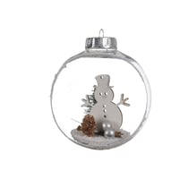 2 Boules Noël Ouvertes Bonhomme de Neige (10 cm) - Plastique
