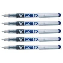 Lot de 5 stylos plume effaçables jetable PILOT V-Pen - Bleu - Pointe 0,4 mm - Non rechargeable