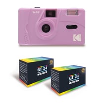 KODAK M35 - Appareil Photo Rechargeable 35mm, Objectif Grand Angle Fixe, Viseur Optique, Flash Intégré - Violet + 2 Pellicules GT24 Couleur compatible 24 Expositions