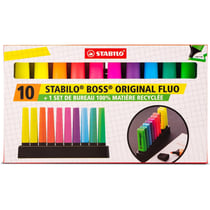 Surligneurs - STABILO BOSS Original - Couleurs fluos - Pointe large - 10 surligneurs