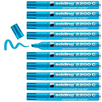 Lot de 10 marqueurs permanents pointe biseau 1-5 mm - EDDING - Bleu clair - Corps aluminium