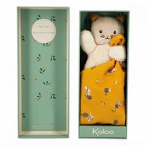Doudou Carre douceur Chat jaune – 18 cm - Kaloo - Orange