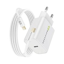 Mayaxess Chargeur Secteur pour iPhone XR 18W + Câble Lightning 1m Blanc