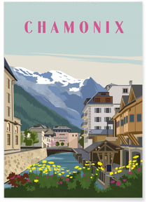 Affiche ville Chamonix 2 | A3 : 29,7x42cm