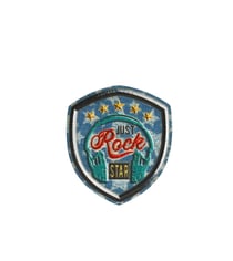 Lot de 3 écussons thermocollants facon denim just rock star 5,4cm x 4,7cm