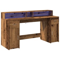 Bureau table poste de travail meuble d'ordinateur informatique étude avec lumières LED