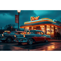 Tableau sur toile diner américain rétro 45x65 cm