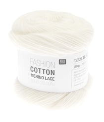 Fashion Cotton Merino Lace Solid Colours de Rico Design : Élégance et légèreté au bout des aiguilles 01 Creme