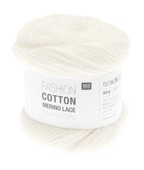 Fashion Cotton Merino Lace Solid Colours de Rico Design : Élégance et légèreté au bout des aiguilles 01 Creme