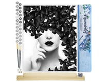 Peinture par Numéro Figured'Art - Beauté et Papillons - Kit de Loisir Créatif DIY Numéro d'Art Complet - 40x50cm toile roulée + châssis en bois à monter