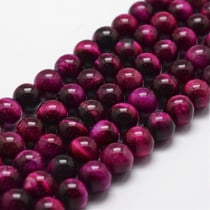 Fil de 60 Perles ronde en pierre naturelle OEIL DE TIGRE ROSE 6 mm