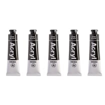 Lot de 5 Tubes Aluminium 18ml Peinture Acrylique Noir 800 PRIMO