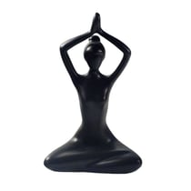 Statuette en Porcelaine Posture du Lotus Anjali Mudra Noir mat 20 cm - Omsaé