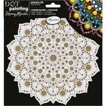Pochoir - Pour dot painting - Mandala - 20cm - Forme en bois + support - Aladine