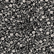 Tissu Jersey Coton imprimé Petites Fleurs Blanches sur fond Noir
