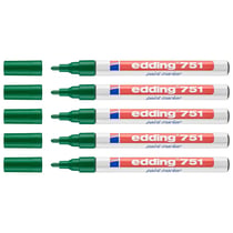 Lot de 5 marqueurs peinture permanents - EDDING - Vert - Pointe ronde 1-2 mm