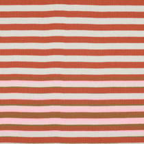 Tissu Jersey Bord Cote Rayé Brique sur fond Blanc