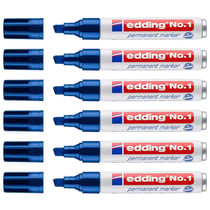 Lot de 6 marqueurs permanents Edding N°1 - Bleu - Pointe biseautée 1-5 mm