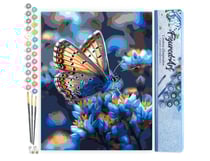 Peinture par Numéro Figured'Art - Papillons et Fleurs bleues - Kit de Loisir Créatif DIY Numéro d'Art Complet - 40x50cm sans châssis en bois