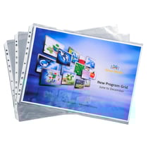 Sachet de 10 pochettes perforées biseautées pour classeur Exactive - polypropylène lisse 5,5/100 - A3 - Cristal - x 5 - Exacompta