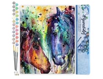 Peinture par Numéro Figured'Art - Deux chevaux en couleur - Kit de Loisir Créatif DIY Numéro d'Art Complet - 40x50cm sans châssis en bois