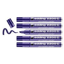 Lot de 5 marqueurs permanents - EDDING - 2200 C - Pointe biseautée - Violet - 1-5 mm