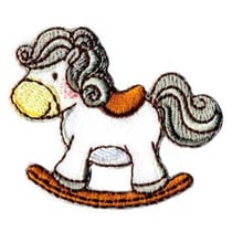 Lot de 3 écussons themocollant cheval à bascule blanc 4x5cm